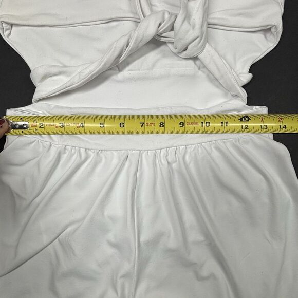 Revolve Susana Monaco High Halter Romper Sugar White Womens Medium Stretch EUC - Picture 6 of 10